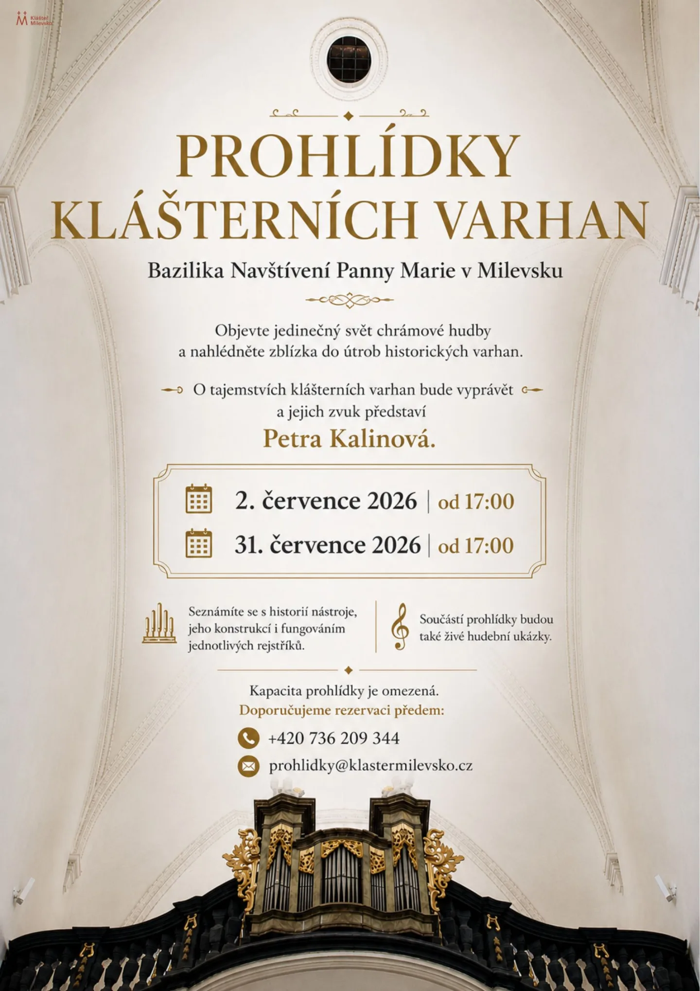 Prohlídka klášterních varhan s ukázkami