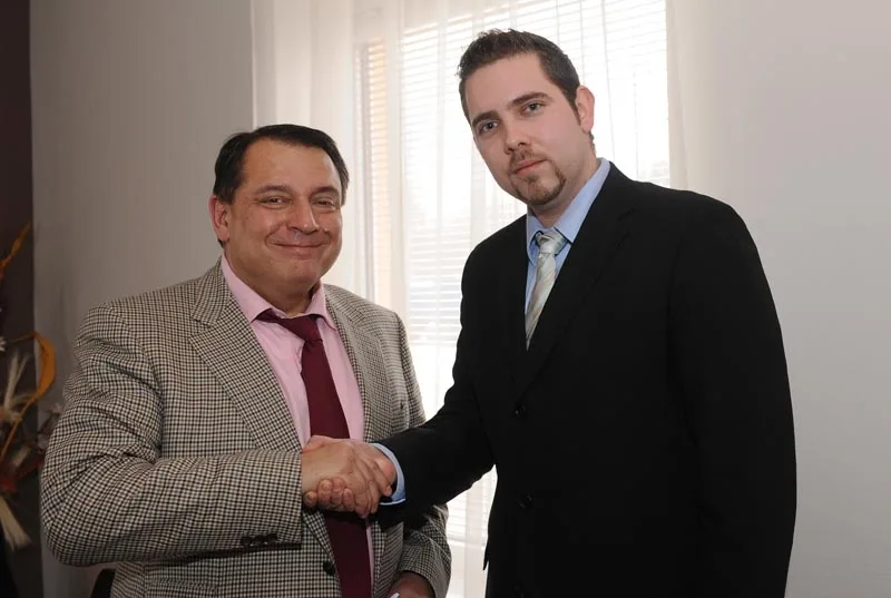 Jiří Paroubek s novým šéfem jihočeské stranické organizace Tomášem Dvořákem