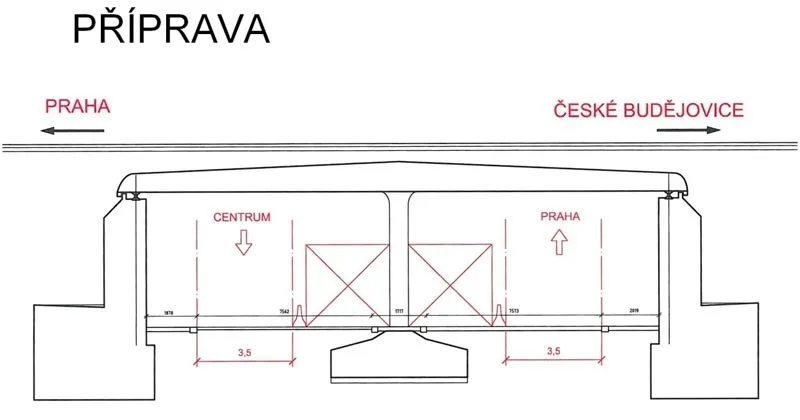 Plán omezení u mostu vedle Budvaru