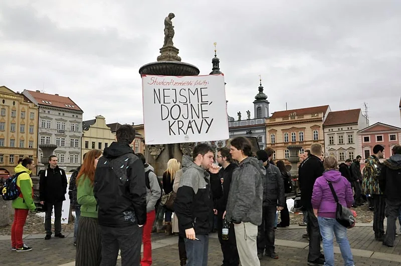 Protest proti reformě vysokých škol na Náměstí Přemysla Otakara II.