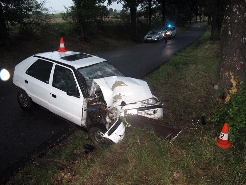 Škoda Felicia mladého řidiče z Liberecka po nehodě u Čakova