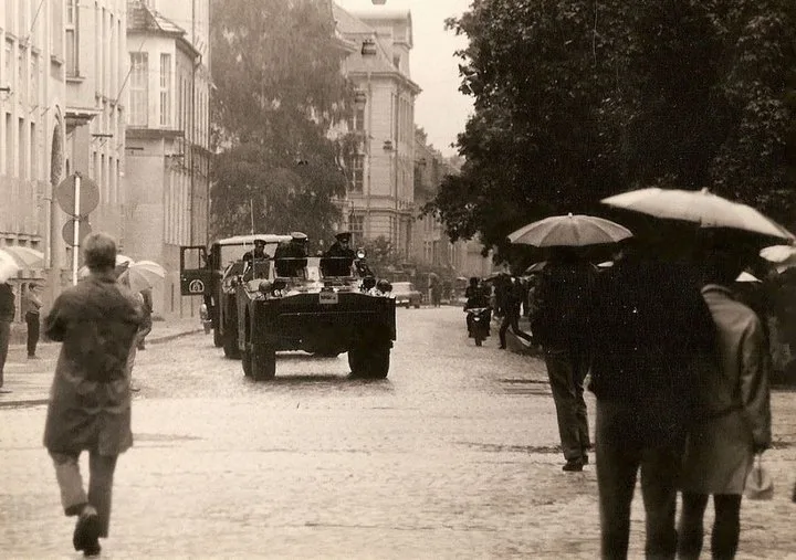 Okupace v Českých Budějovicích. Na snímku Dukelská ulice