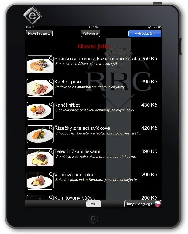 RestauRaCe Hluboká: eMenu 2
