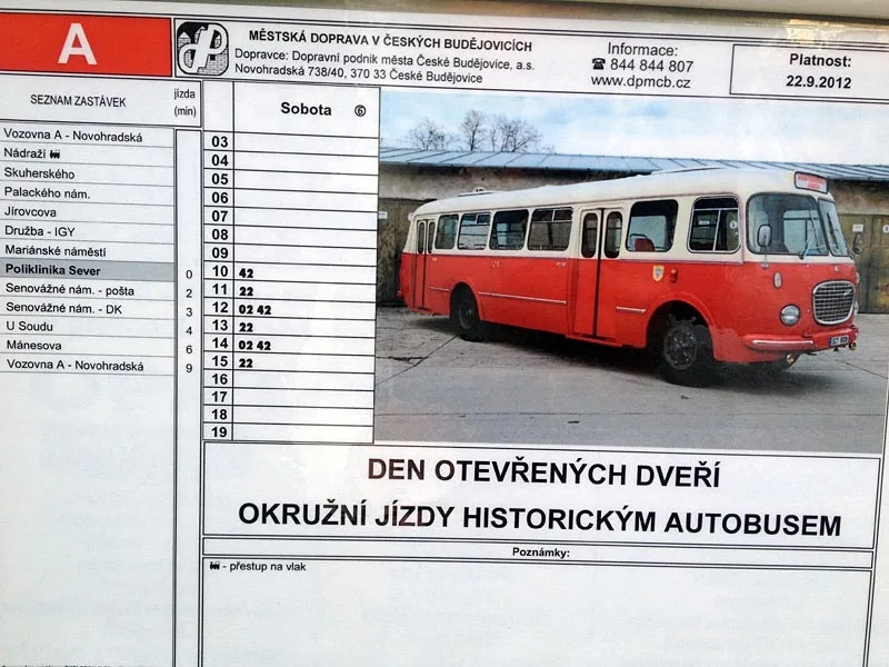 Dnešní jízdní řád historického erťáku