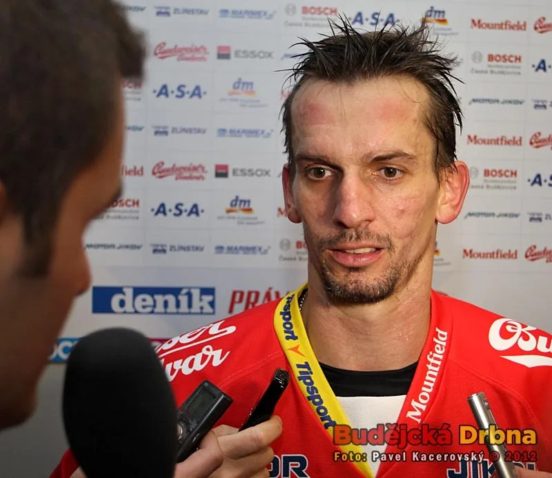 Radek Martínek při pozápasovém rozhovoru