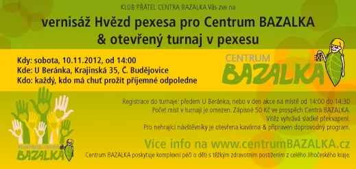 Centrum BAZALKA - pozvánka vernisáž &amp; turnaj