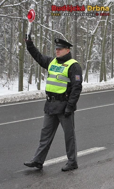 Budějčtí policisté kontrolovali motoristy v rámci dopravní akce Zimní pneu na odpočívadle před Lišovem