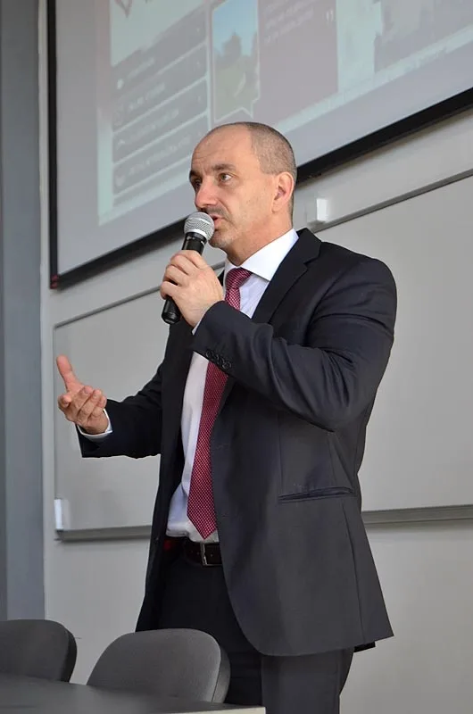 Ministr průmyslu a obchodu Martin Kuba vystoupil v pondělí na budějcké VŠTE s přednáškou