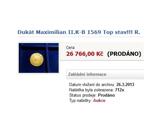 Vydražený padělek dukátu