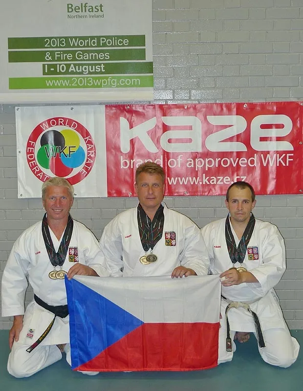 Úspěšní čeští karatisté Jiří Faktor, Martin Hermann a Martin Sláma (zleva)