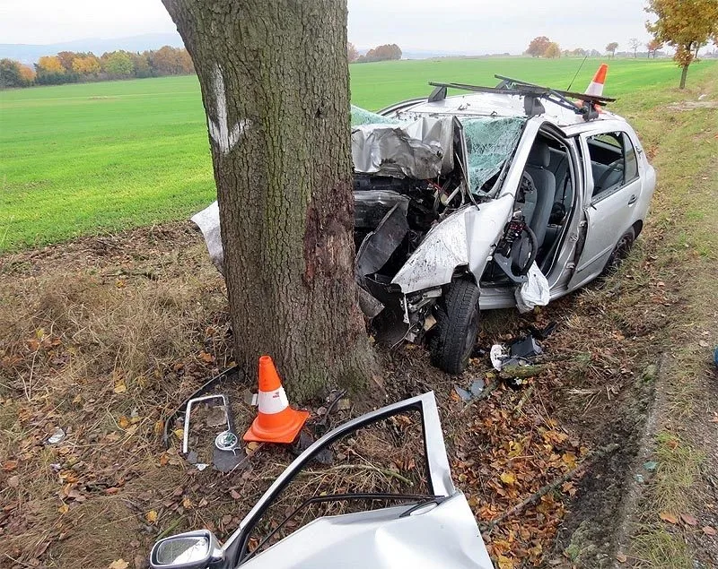 Škoda Fabia po tragickém nárazu