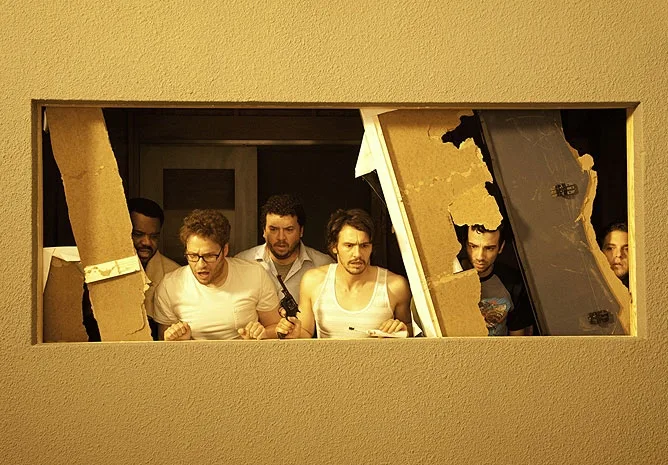 Craig Robinson, Seth Rogen, Danny McBride, James Franco, Jay Baruchel a Jonah Hill ve filmu Apocalypsa v Hollywoodu