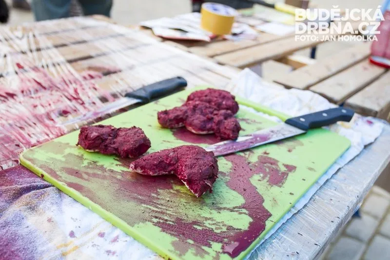 Vegani na náměstí Přemysla Otakara II. předstírali prodej psího masa