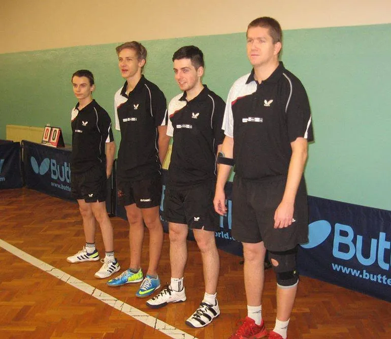 Hráči budějckého Pedagogu. Zleva Filip Kortus, Pavel Škopek, Pavel Kortus mladší a Jan Janda