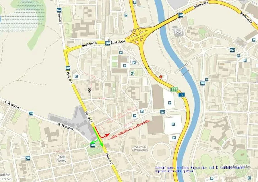 Dopravní omezení na Husově třídě potrvá do 16. července