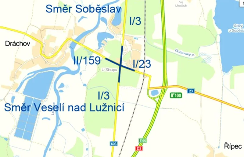 Oblast křižovatky U Sloupu