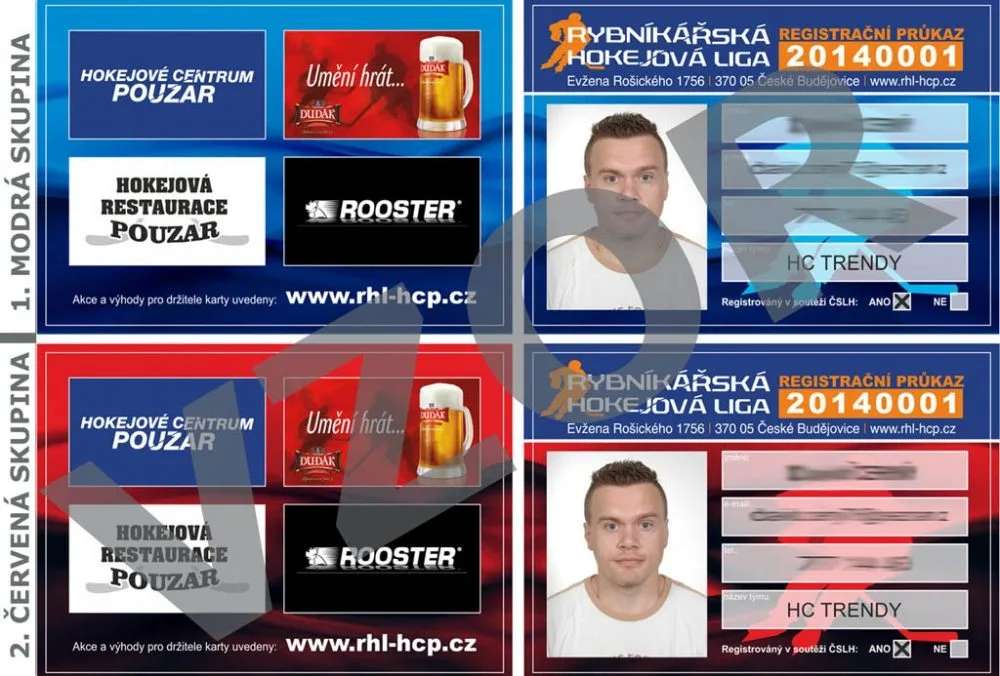 Vzor registračního průkazu hráče RHL
