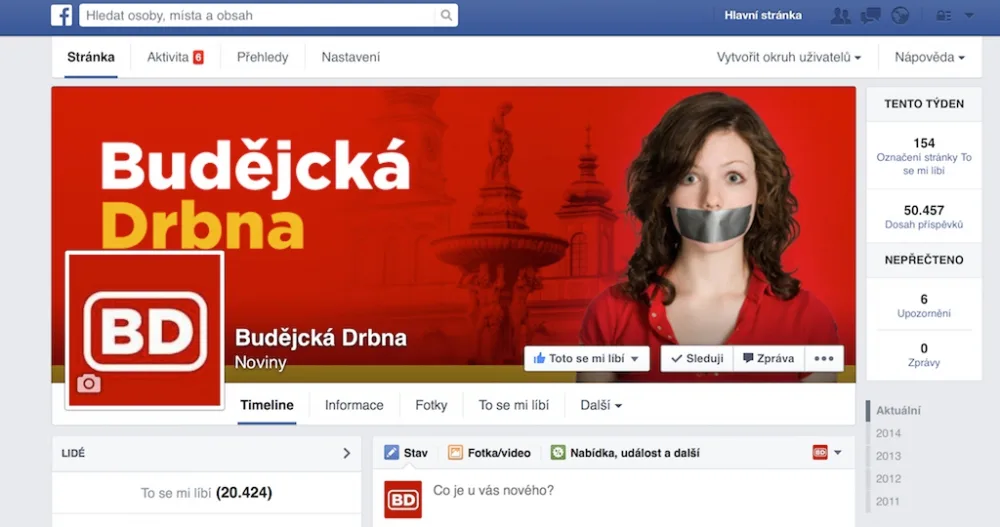 Facebookový profil Budějcké Drbny
