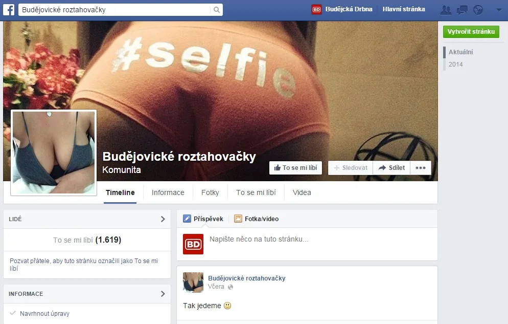 Budějovické roztahovačky na Facebooku