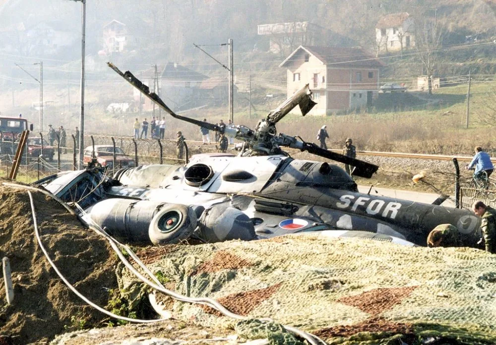 Havarovaný český vrtulník Mi-17