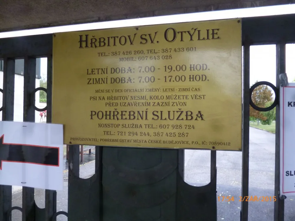 Hřbitov sv. Otýlie - cedule