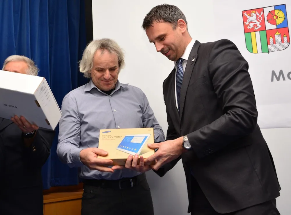 Na snímku hejtman Jiří Zimola a starosta Horní Plané Jiří Hůlka