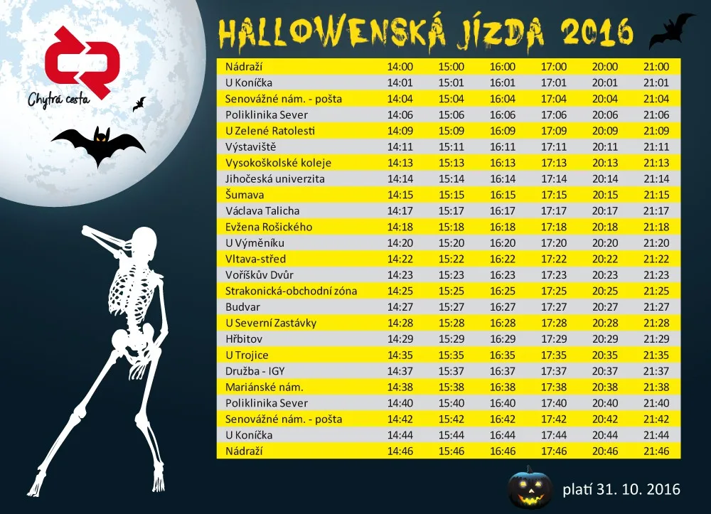 Jízdní řád strašidelného autobusu