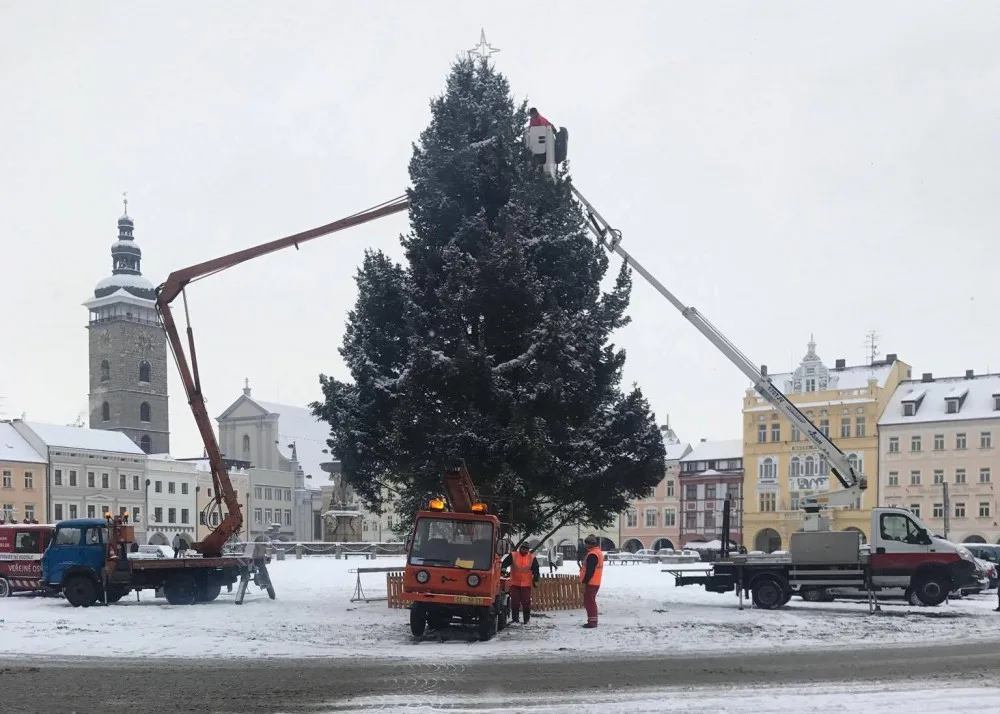 Vánoční strom na náměstí Přemysla Otakara II.