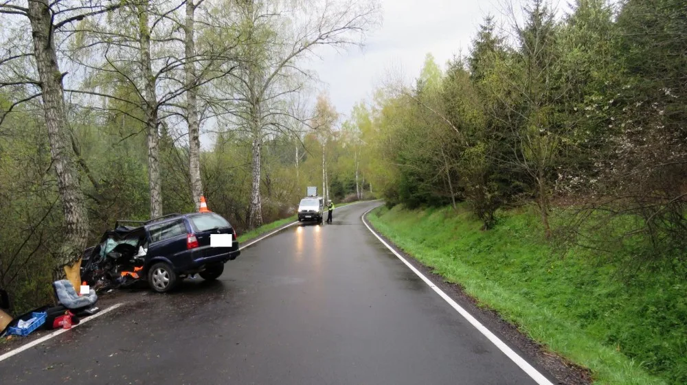 U Vlachova Březí nezvládla řidička řízení a narazila do stromu.