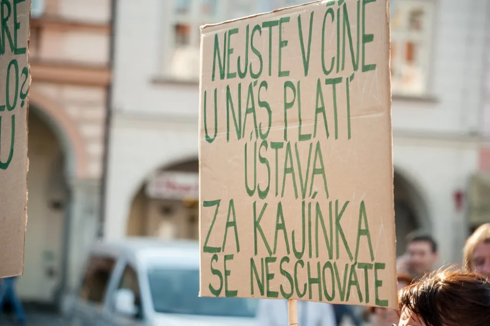 Českobudějovická protestní akce Je to na nás. Proč? Proto!