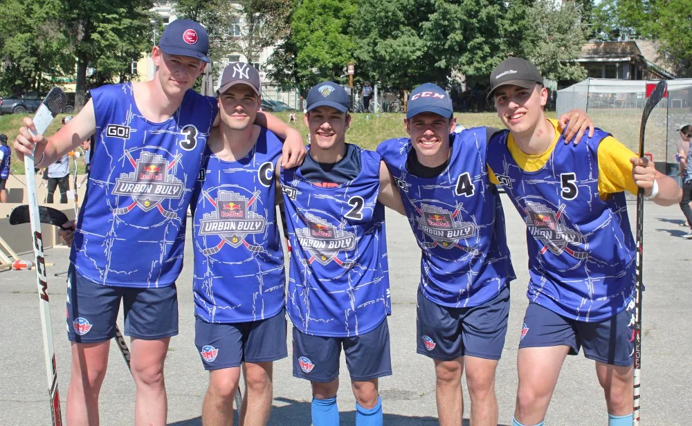 HC Kožaci - Vojtěch Krch, Daniel Svoboda,, Michal Silný, Vojtěch Doktor a Patrik Škola (zleva).