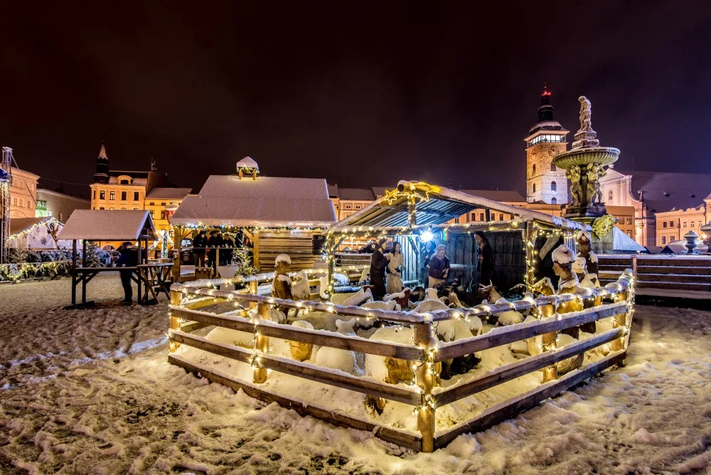 České Budějovice pod sněhem.