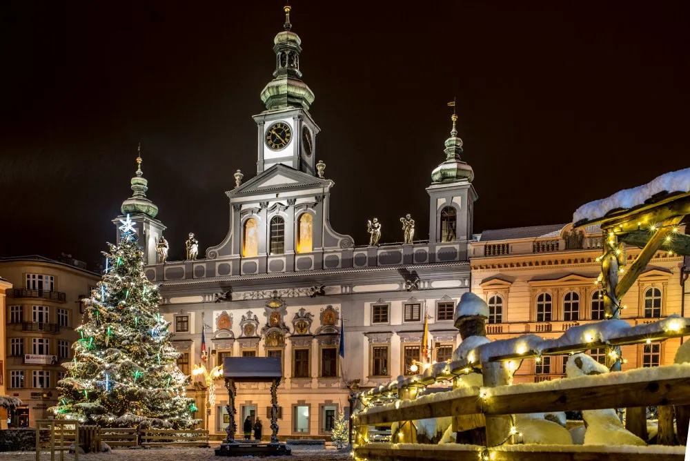 České Budějovice pod sněhem.