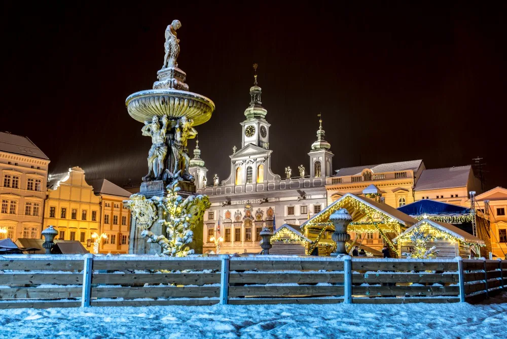České Budějovice pod sněhem.