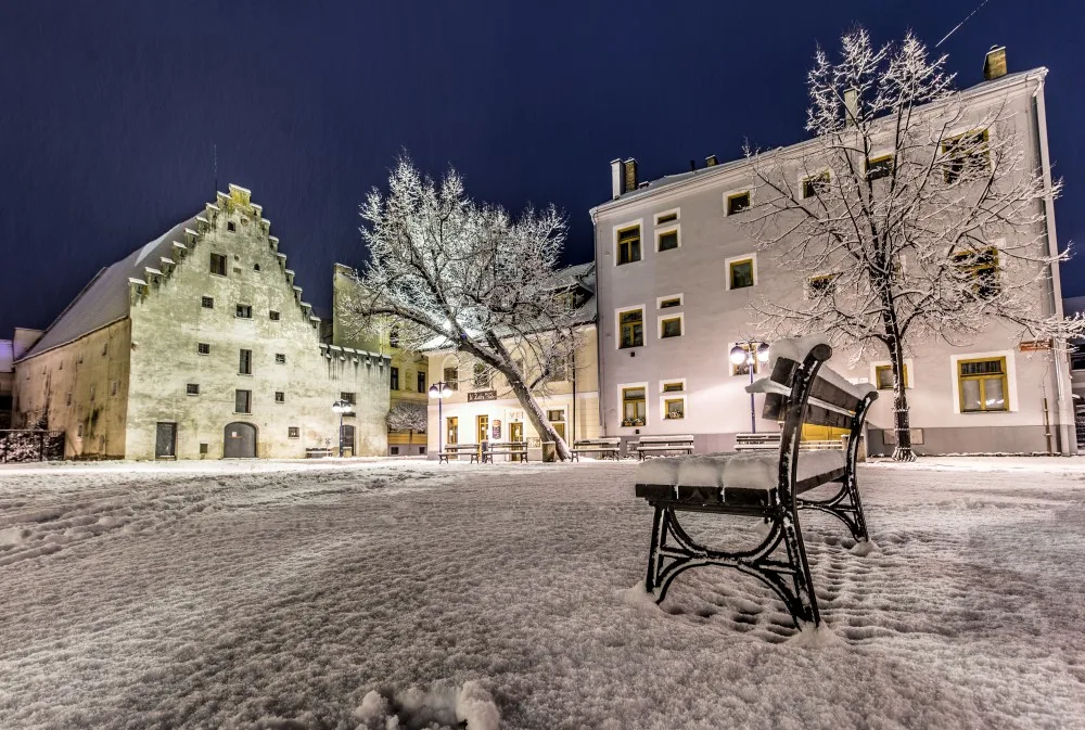 České Budějovice pod sněhem.