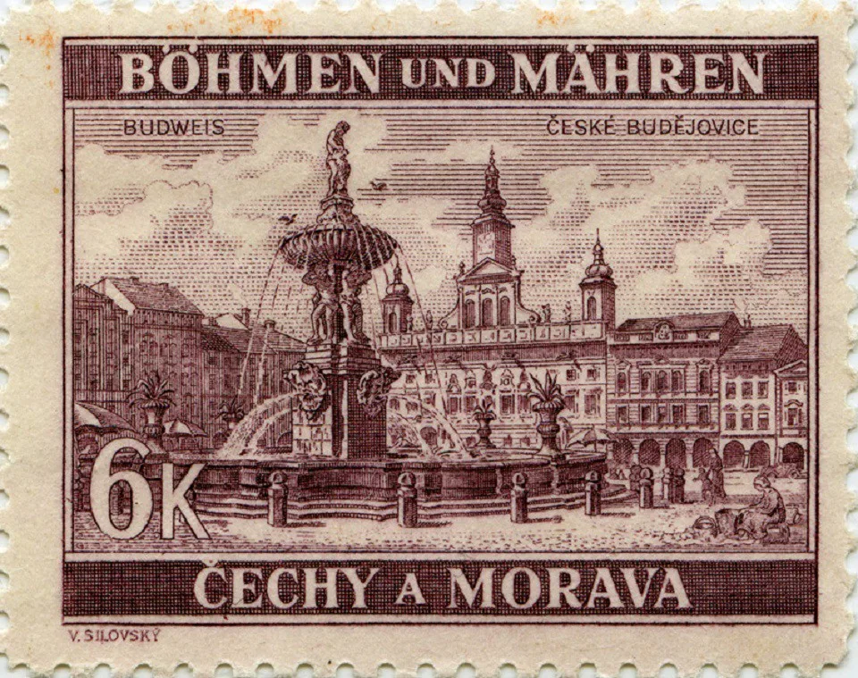 České Budějovice na známce z roku 1940