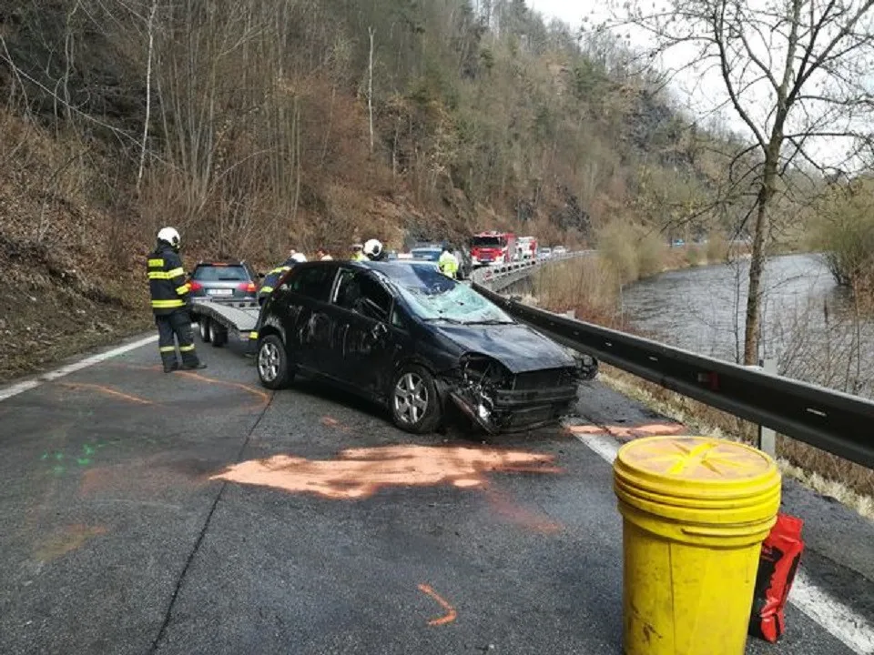 Auto, které ujíždělo před policejní hlídkou, havarovalo ve Větřní