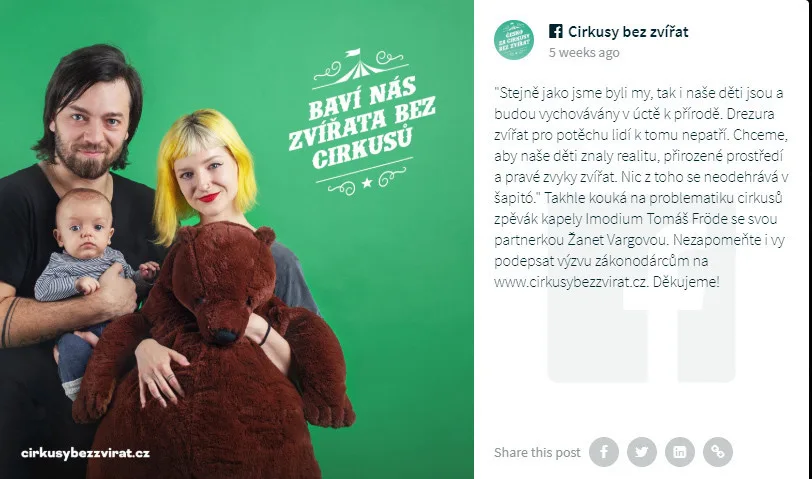 Divoká zvířata do šapitó nepatří, kampaň chce Cirkusy bez zvířat! Podporují ji i známé osobnosti
