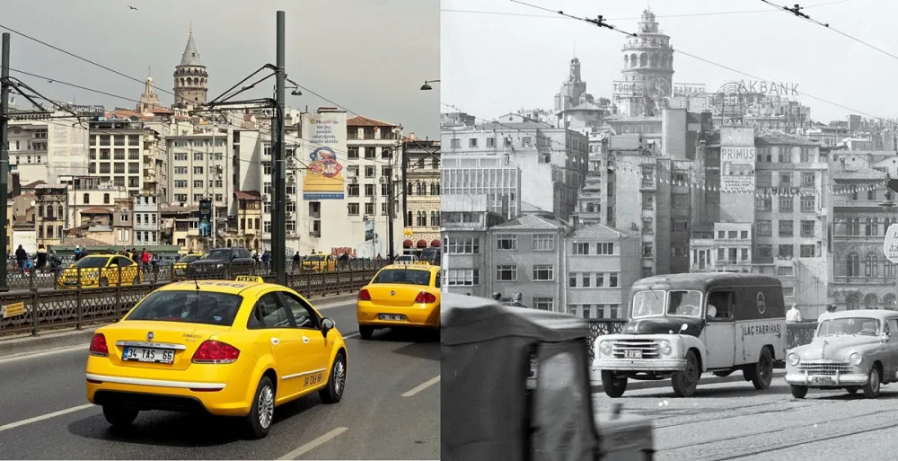 Cestovatelé pořizují srovnávací fotografie podle svžch předchůdců.