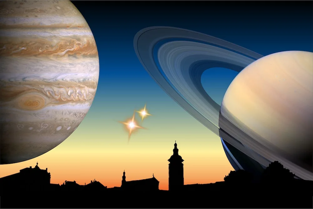 Konjukce Jupiteru se Saturnem a soutěž astronomických rozměrů