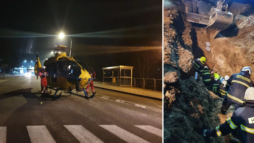 Muže v pětimetrovém výkopu zasypala zemina. Vyproštění trvalo dvě hodiny