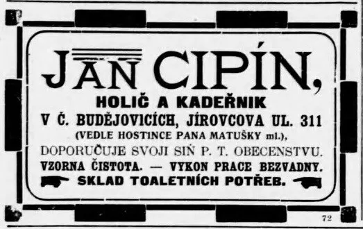 Ze života pod Černou věží: Holič Jan Cipín