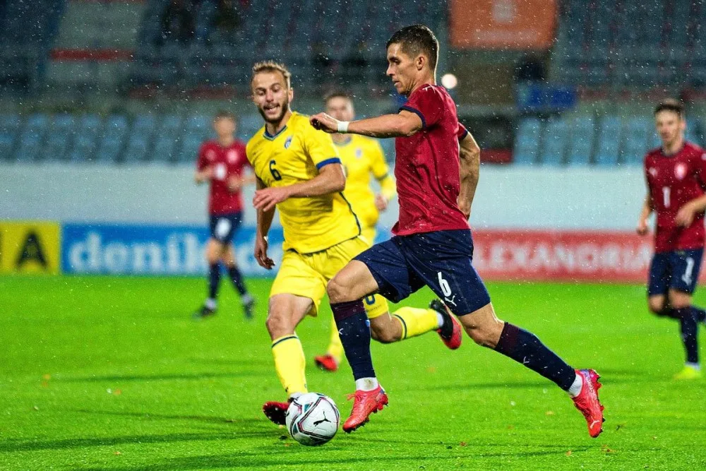 Liberecký obránce Michal Fukala při reprezentačním utkání s Kosovem.