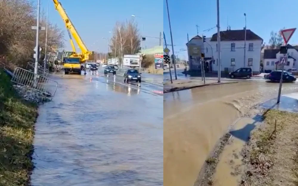 Oprava prasklého potrubí na Nádražní pokračuje. Práce částečně omezují dopravu