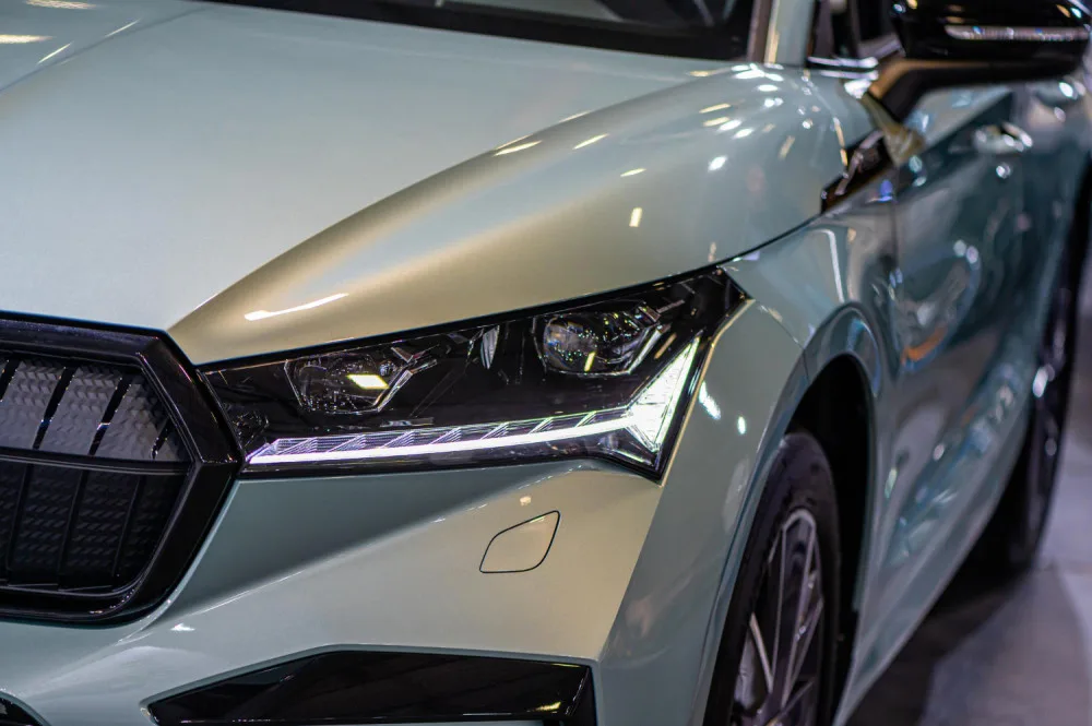 riga-latvia-sep-24-2021-skoda-enyaq-iv-electric-suv-premiere-motor-show-full-led-headlights-closeup