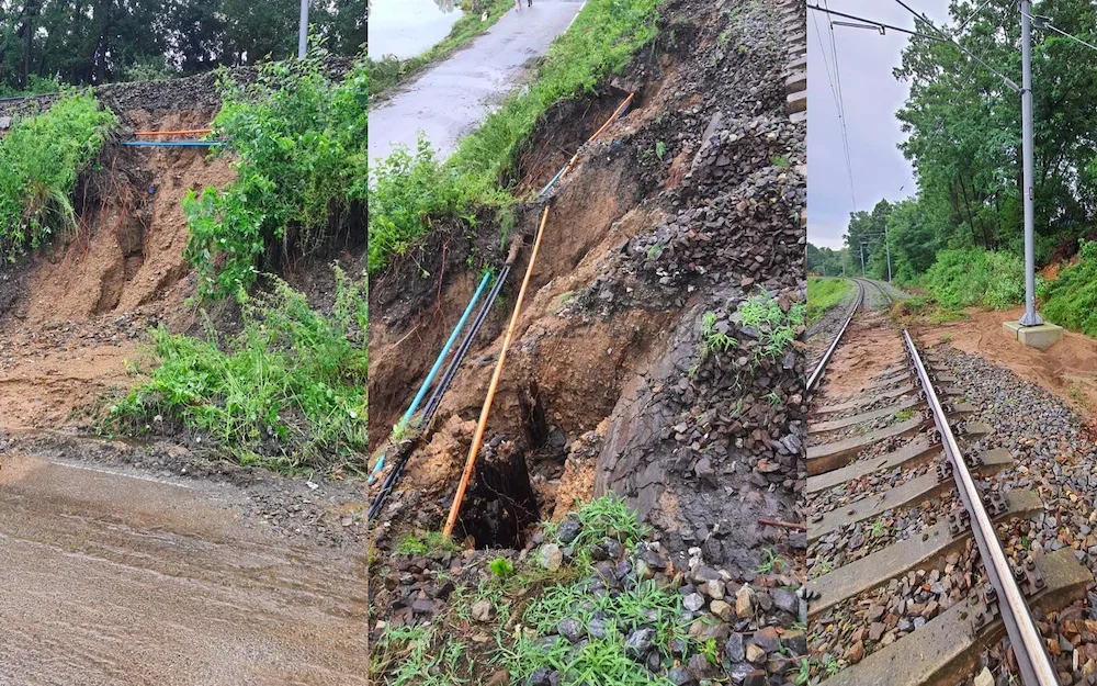 Poškozenou trať u Strakonic musí prověřit geotechnik. Opravy potrvají několik dní