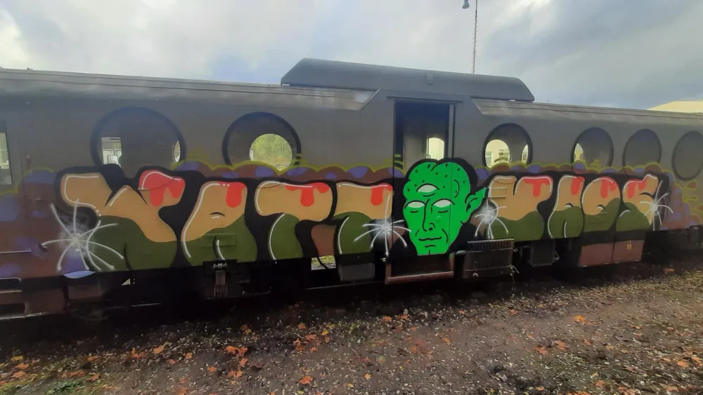 Neznámý vandal posprejoval několik vagonů.
