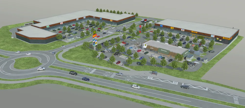 Retail park České Budějovice Hodějovice – vizualizace