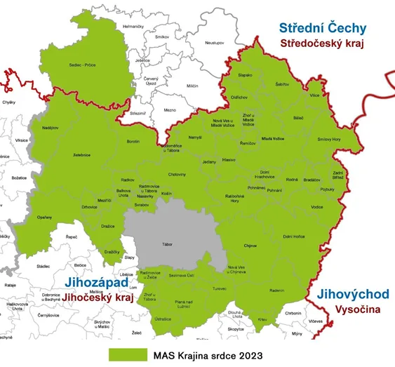 Území MAS Krajina srdce zahrnuje region 50 obcí, kde žije 36 000 obyvatel.