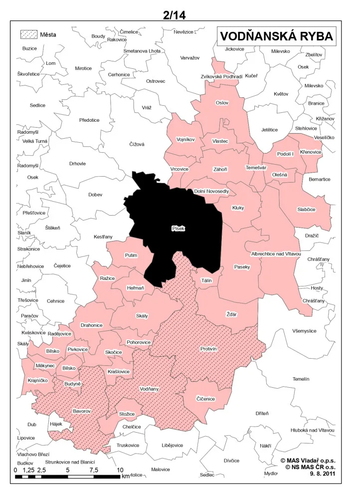 Mapa působnosti MAS Vodňanská ryba